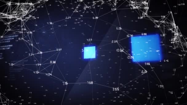 Animation Des Netzwerks Von Verbindungen Auf Schwarzem Hintergrund Kommunikationstechnologie Datenaustausch — Stockvideo