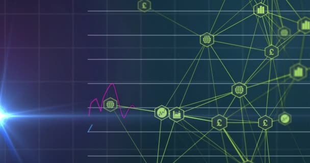 Animação Rede Conexões Sobre Diagramas Tecnologia Comunicação Compartilhamento Dados Conceito — Vídeo de Stock