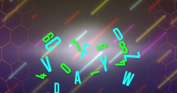 Dijital Işık Yollarının Üzerindeki Harflerin Animasyonu Iletişim Teknolojisi Veri Paylaşımı — Stok video