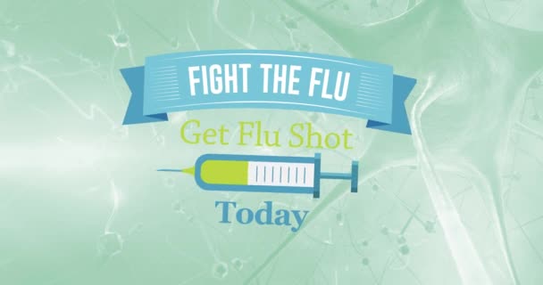 Animation Fight Flu Text Neuron Cells Flu Sickness Virus Vaccination — Stock Video