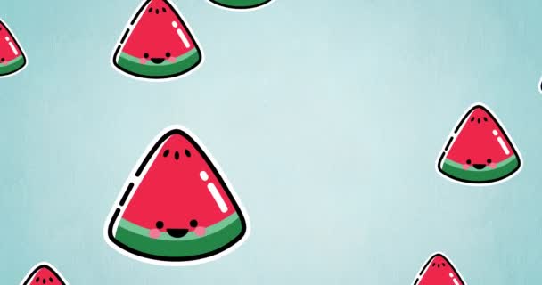 Animering Enstaka Vattenmeloner Flyter Vit Bakgrund Tropisk Frukt Välbefinnande Sommar — Stockvideo