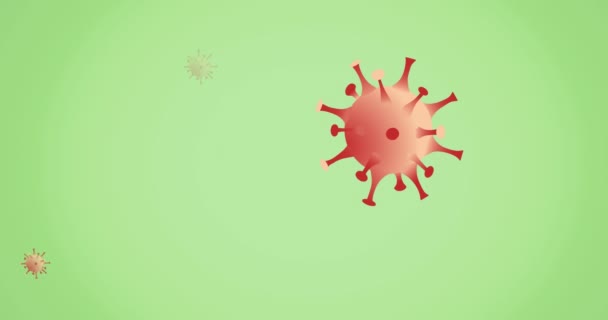 Animatie Van Covid Viruscellen Groene Achtergrond Global Covid Pandemisch Concept — Stockvideo