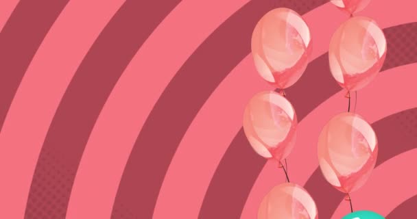 红色气球在红色背景上飞行的动画 派对及庆祝活动概念数码影片 — 图库视频影像