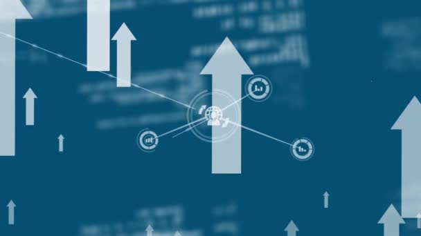 Animação Rede Conexões Fundo Azul Tecnologia Comunicação Compartilhamento Dados Conceito — Vídeo de Stock