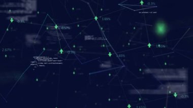 Siyah arkaplandaki bağlantı ağının canlandırılması. iletişim teknolojisi, veri paylaşımı ve dijital arayüz konsepti dijital olarak oluşturulmuş video.