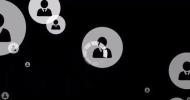 Ortam simgeleri üzerinden veri yükleme halkasının canlandırması. iletişim teknolojisi, veri paylaşımı ve dijital arayüz konsepti dijital olarak oluşturulmuş video.