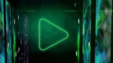 Siyah arkaplanda neon okun animasyonu. iletişim teknolojisi, veri paylaşımı ve dijital arayüz konsepti dijital olarak oluşturulmuş video.