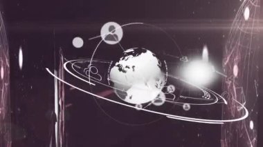 Dünya üzerindeki bağlantı ağının animasyonu. iletişim teknolojisi, veri paylaşımı ve dijital arayüz konsepti dijital olarak oluşturulmuş video.