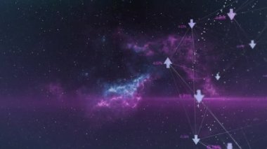 Işık yollarının üzerindeki bağlantı ağının animasyonu. iletişim teknolojisi, veri paylaşımı ve dijital arayüz konsepti dijital olarak oluşturulmuş video.