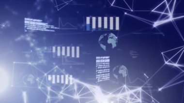Veri işleme üzerinden bağlantı ağının animasyonu. iletişim teknolojisi, veri paylaşımı ve dijital arayüz konsepti dijital olarak oluşturulmuş video.