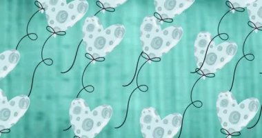 Mavi arka planda uçan mavi kalp balonlarının animasyonu. parti ve kutlama konsepti dijital olarak oluşturulmuş video.