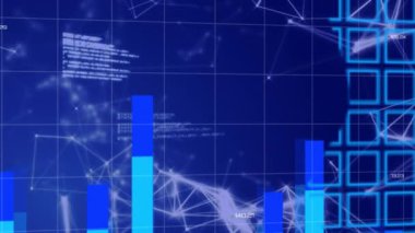 Bağlantı ağı üzerinden veri işleme animasyonu. iletişim teknolojisi, veri paylaşımı ve dijital arayüz konsepti dijital olarak oluşturulmuş video.