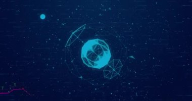 Mavi arkaplandaki bağlantı ağının canlandırılması. iletişim teknolojisi, veri paylaşımı ve dijital arayüz konsepti dijital olarak oluşturulmuş video.