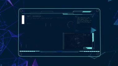 Veri işleme üzerinden bağlantı ağının animasyonu. iletişim teknolojisi, veri paylaşımı ve dijital arayüz konsepti dijital olarak oluşturulmuş video.