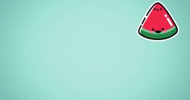 Yeşil arka planda yüzen tek karpuz animasyonu. tropikal meyve, refah, yaz ve tatil konsepti dijital olarak üretilen video.