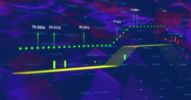 Hareket eden şekillerin diyagramlarının animasyonu. iletişim teknolojisi, veri paylaşımı ve dijital arayüz konsepti dijital olarak oluşturulmuş video.