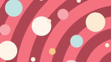 Pembe arka planda uçuşan renkli noktaların animasyonu. parti ve kutlama konsepti dijital olarak oluşturulmuş video.