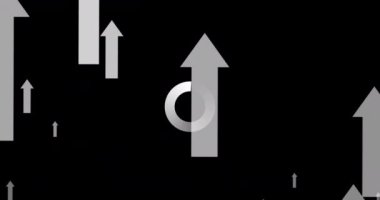 Beyaz oklar üzerinden veri yükleme halkası animasyonu. iletişim teknolojisi, veri paylaşımı ve dijital arayüz konsepti dijital olarak oluşturulmuş video.