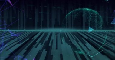 Dünya üzerindeki bağlantı ağının animasyonu. iletişim teknolojisi, veri paylaşımı ve dijital arayüz konsepti dijital olarak oluşturulmuş video.