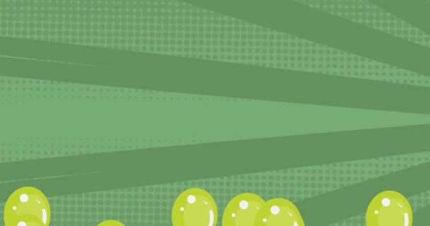 Κινούμενα Σχέδια Πράσινων Μπαλονιών Που Πετούν Πάνω Από Σκούρο Πράσινο — Αρχείο Βίντεο