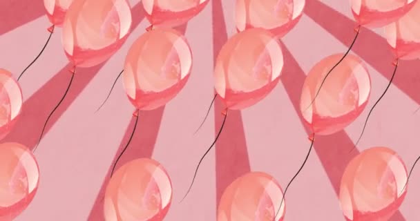 Animazione Palloncini Rosa Che Sorvolano Sfondo Rosa Partito Celebrazione Concetto — Video Stock