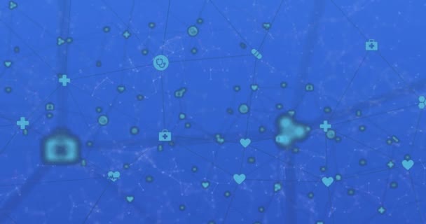 Анімація Мережі Єднань Синьому Фоні Комунікаційні Технології Обмін Даними Концепція — стокове відео