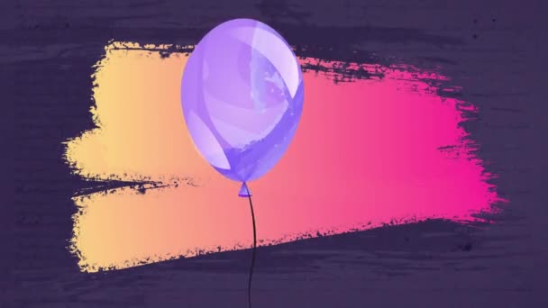 紫色气球的动画和深色背景上的粉红色污迹 派对及庆祝活动概念数码影片 — 图库视频影像