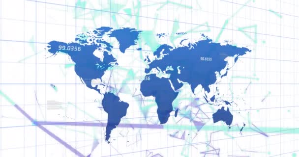 Animación Red Conexiones Sobre Mapa Del Mundo Tecnología Comunicación Intercambio — Vídeo de stock