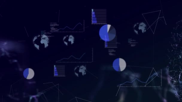 Animación Del Procesamiento Datos Sobre Fondo Negro Tecnología Comunicación Intercambio — Vídeos de Stock