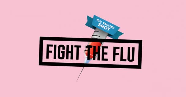 Animering Bekämpa Influensa Text Rosa Bakgrund Influensa Sjukdoms Virus Och — Stockvideo