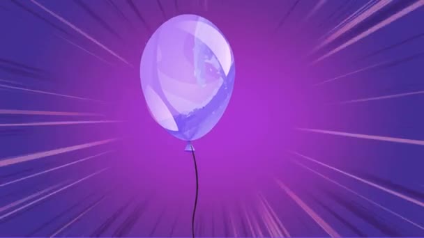 紫色气球飞越紫色背景的动画 派对及庆祝活动概念数码影片 — 图库视频影像