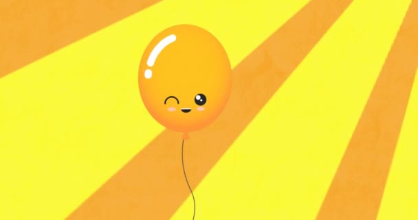 Animacja Żółtego Balonu Uśmiechem Żółtym Tle Koncepcja Imprezy Uroczystości Wideo — Wideo stockowe