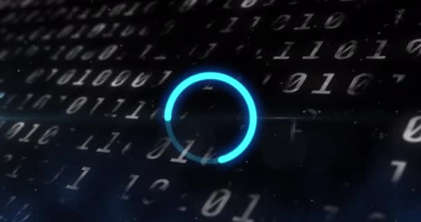 Animatie Van Datalading Ring Zwarte Achtergrond Communicatietechnologie Gegevensuitwisseling Digitaal Interface — Stockvideo