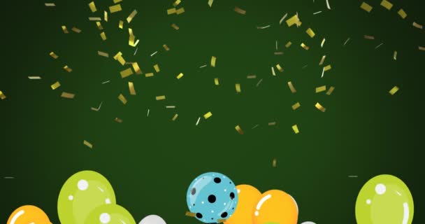 五彩缤纷的气球在深绿色的背景上飘扬 派对及庆祝活动概念数码影片 — 图库视频影像
