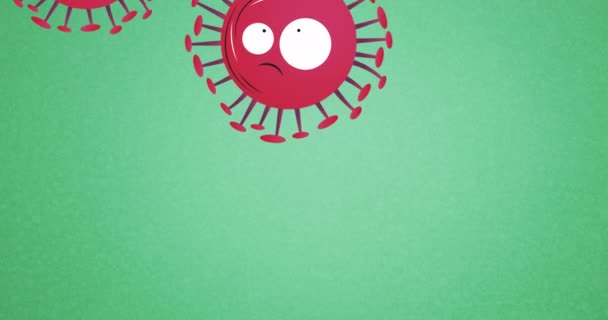 在绿色背景上对19个弧菌病毒细胞进行了活化 全球联盟19大流行病概念数码视频 — 图库视频影像