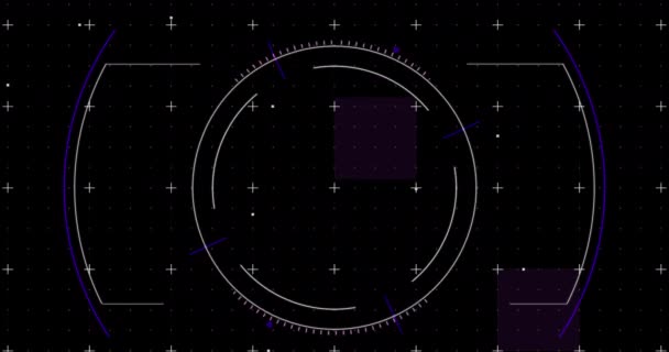 Animatie Van Scope Scanning Zwarte Achtergrond Communicatietechnologie Gegevensuitwisseling Digitaal Interface — Stockvideo