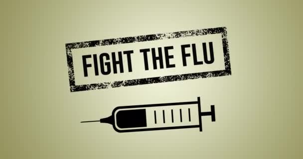 Animáció Elleni Küzdelem Influenza Szöveg Zöld Háttér Influenza Betegség Vírus — Stock videók