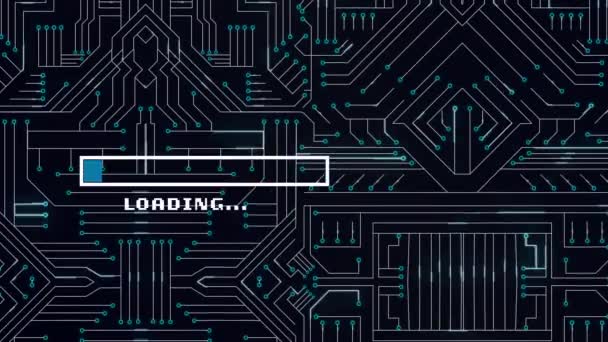 Animación Barra Carga Sobre Red Conexiones Tecnología Comunicación Intercambio Datos — Vídeo de stock