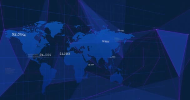 Animación Red Conexiones Sobre Mapa Del Mundo Tecnología Comunicación Intercambio — Vídeos de Stock