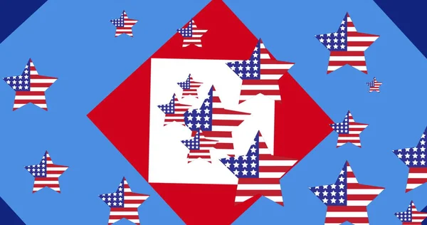 Imagen Estrellas Coloreadas Con Bandera Americana Sobre Fondo Azul Patriotismo —  Fotos de Stock
