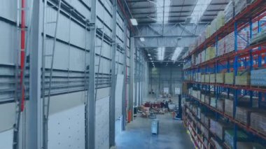 Deponun havadan görüntüsüne karşı yüzen bağlantılar ağı. lojistik ve ulaşım iş teknolojisi kavramı