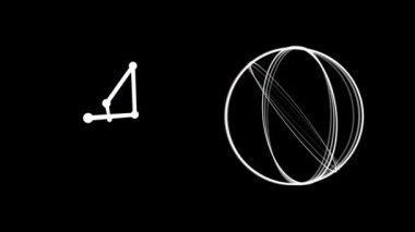 Soyut dairesel dönen şekillerin dijital animasyonu ve siyah arkaplan üzerindeki noktalar. Soyut doku ve tasarım kavramına sahip teknoloji arkaplanı