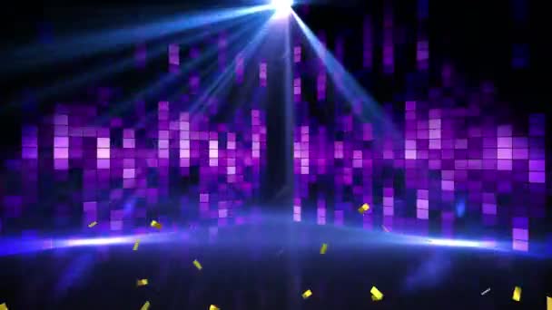 Animazione Digitale Coriandoli Che Cadono Spot Luci Discoteca Chiare Viola — Video Stock