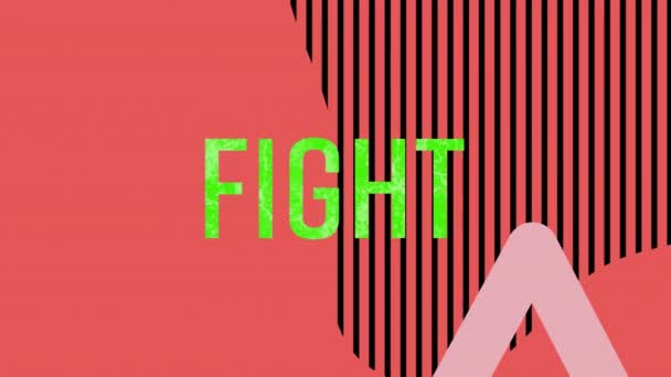 Animación Digital Del Banner Texto Lucha Verde Contra Formas Abstractas — Vídeo de stock