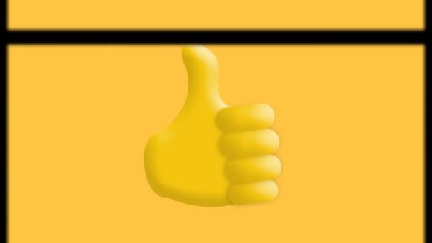 Digital Animation Film Reel Effect Thumb Emoji Icon Yellow Background — Stock Video