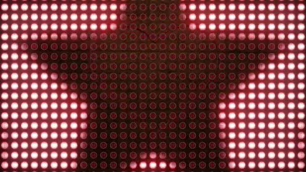 恒星的数字动画在红色背景下与霓虹灯红心图标形成灯光 社交媒体网络和技术概念 — 图库视频影像