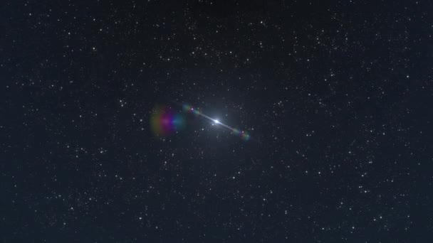 Animazione Digitale Punto Luminoso Luce Brillamento Lente Contro Stelle Brillanti — Video Stock