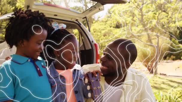 Topography Portrait African American Father Daughter Son Smiling Park Family — Stock Video