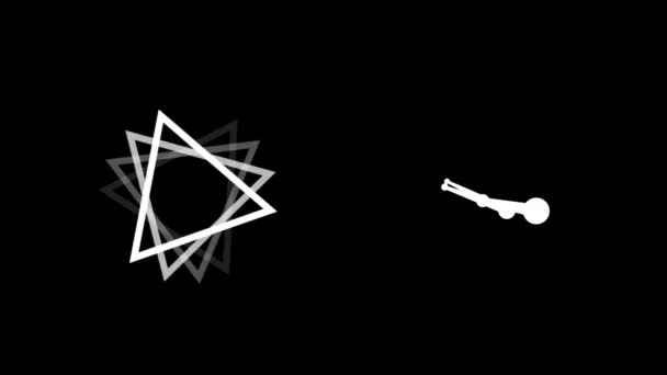 抽象的な三角形のデジタルアニメーションは 黒い背景に接続点を回転させます 抽象的なテクスチャとデザインコンセプトを持つ技術的背景 — ストック動画