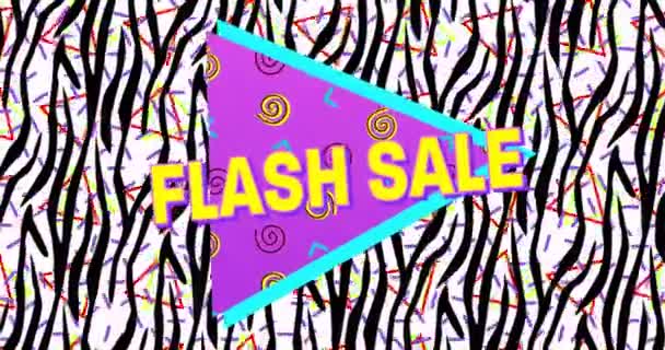 Digitale Animatie Van Flash Sale Tekst Paarse Banner Zebra Strepen — Stockvideo